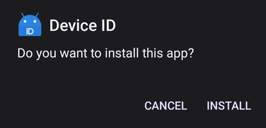 Install Device ID window