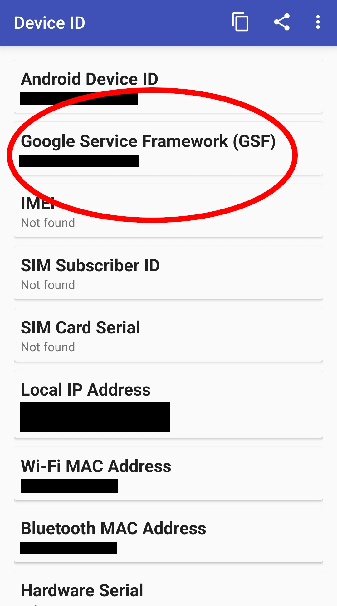 Google Service Framework (GSF) in Device ID